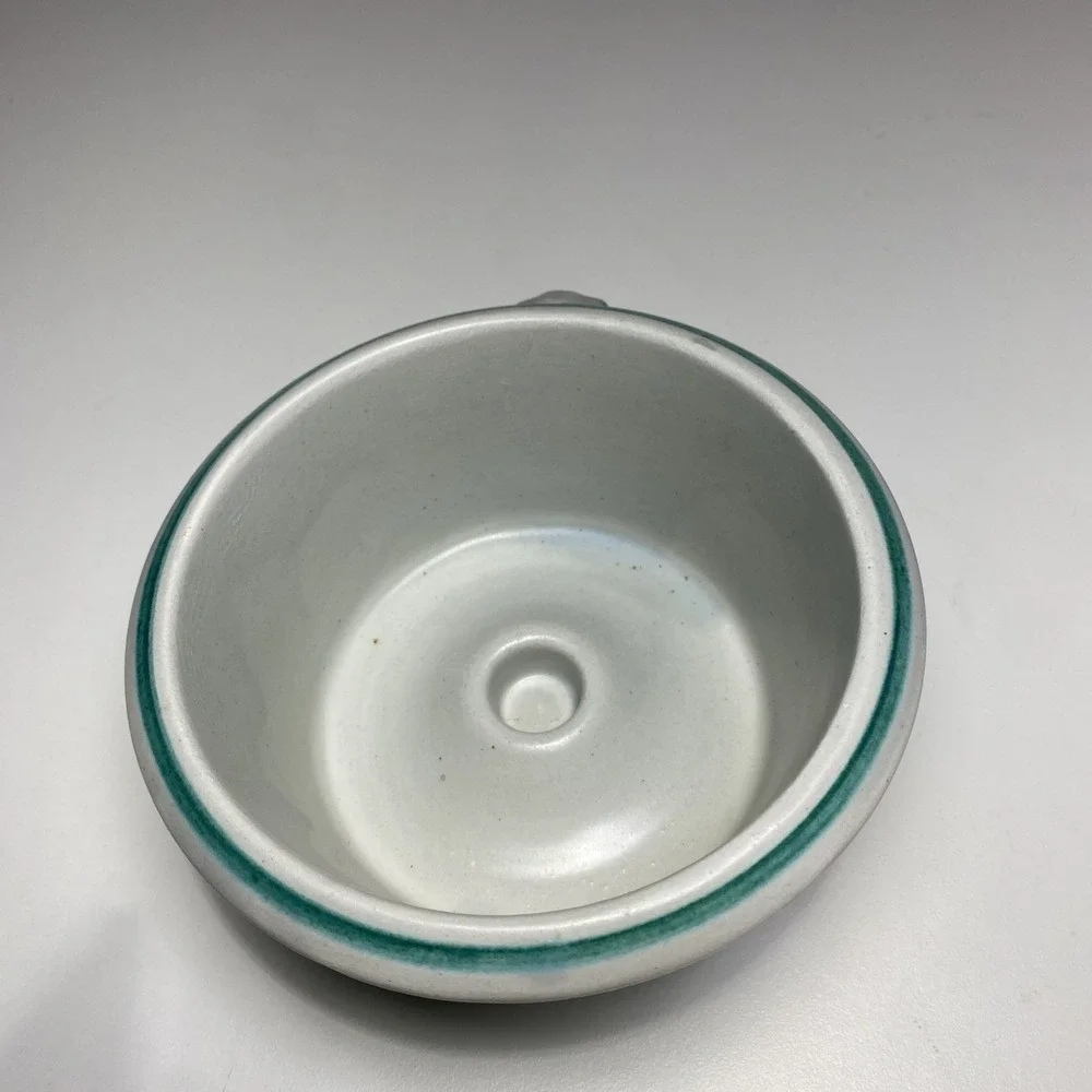 Teleflora Italy Stoneware Bowl‎ Teal Floral Hand Painted Soup Crock with Handle